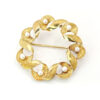 18ct Gold And Pearl Scrolled Wave Design Brooch