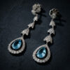 18ct White Gold Aquamarine and Diamond Pair Drop Earrings