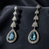 18ct White Gold Aquamarine and Diamond Pair Drop Earrings