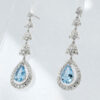 18ct White Gold Aquamarine and Diamond Pair Drop Earrings