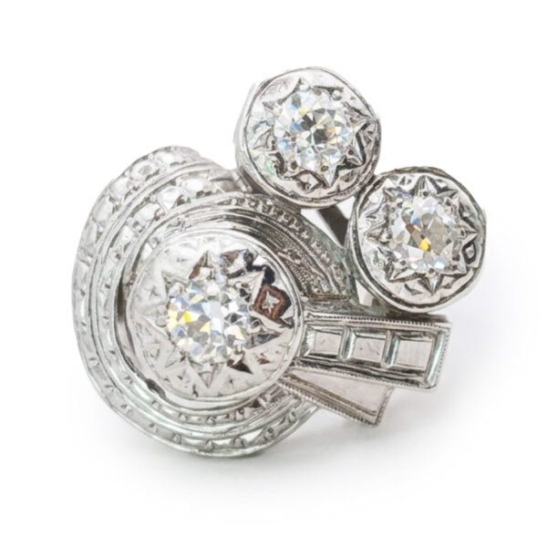 Art Deco 18ct White Gold Diamond Cluster Ring