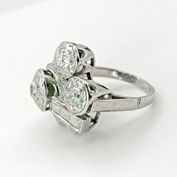 Art Deco 18ct White Gold Diamond Cluster Ring