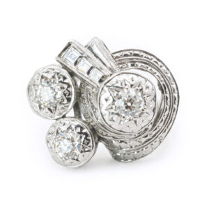 Art Deco 18ct White Gold Diamond Cluster Ring