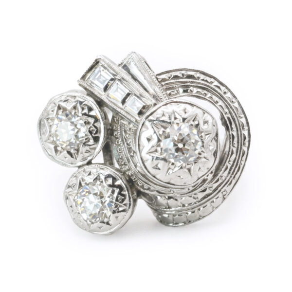 Art Deco 18ct White Gold Diamond Cluster Ring