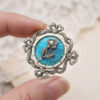 9ct-Gold-Victorian-Remembrance-Brooch-Turquoise-Guilloche-Enamel-and-Diamonds-1 9ct Gold Victorian Remembrance Brooch Turquoise Guilloche Enamel and Diamonds