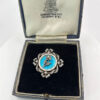 9ct-Gold-Victorian-Remembrance-Brooch-Turquoise-Guilloche-Enamel-and-Diamonds-5 9ct Gold Victorian Remembrance Brooch Turquoise Guilloche Enamel and Diamonds