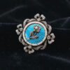 9ct-Gold-Victorian-Remembrance-Brooch-Turquoise-Guilloche-Enamel-and-Diamonds-6 9ct Gold Victorian Remembrance Brooch Turquoise Guilloche Enamel and Diamonds