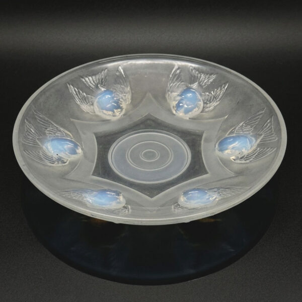 Art Deco Opalescent Glass Ezan Sparrows Bowl C1930