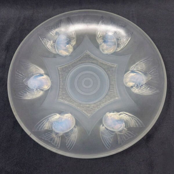 Art Deco Opalescent Glass Ezan Sparrows Bowl C1930