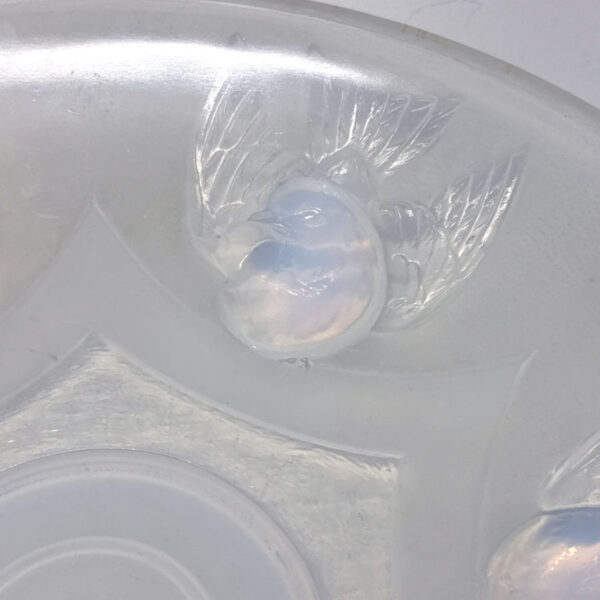 Art Deco Opalescent Glass Ezan Sparrows Bowl C1930