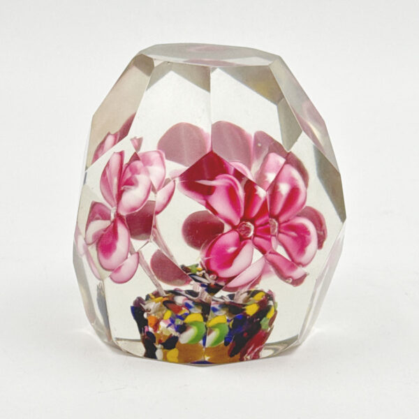 Bohemian Floral Faceted Glass Paperweight 20th