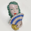 Goldsheider-Art-Deco-Lady-With-Fan-Wall-Mask-C1930-2 Goldsheider Art Deco Lady With Fan Wall Mask C1930