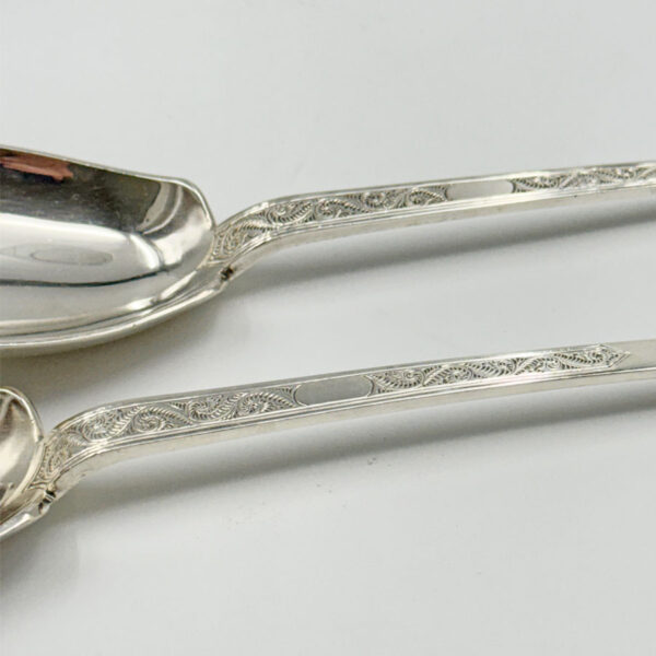 Hallmarked Silver Pair Salad Servers Sheffield 1938