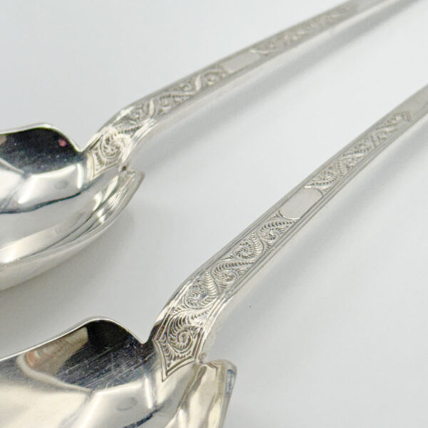 Hallmarked Silver Pair Salad Servers Sheffield 1938