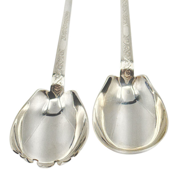 Hallmarked Silver Pair Salad Servers Sheffield 1938
