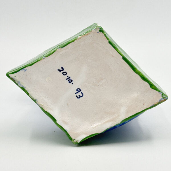 Hylton Nel Blue and White Cat On A Green Diamond Base 1993-