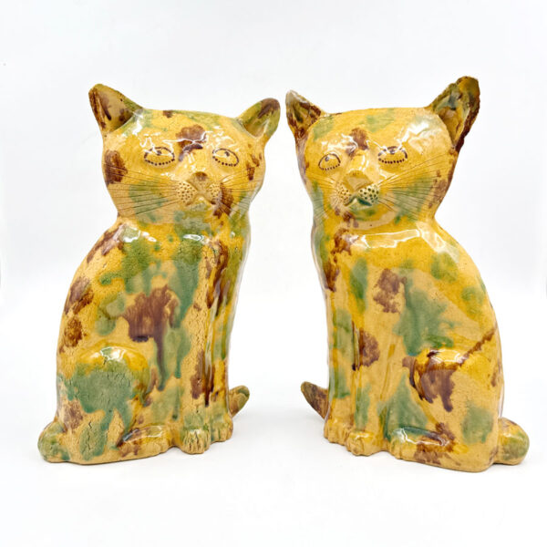 Hylton Nel Pair Green and Brown Ginger Tabby Cats 1993-