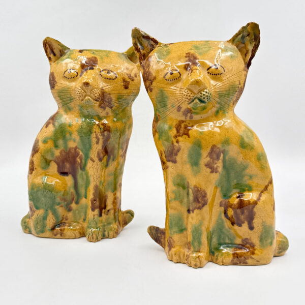 Hylton Nel Pair Green and Brown Ginger Tabby Cats 1993-