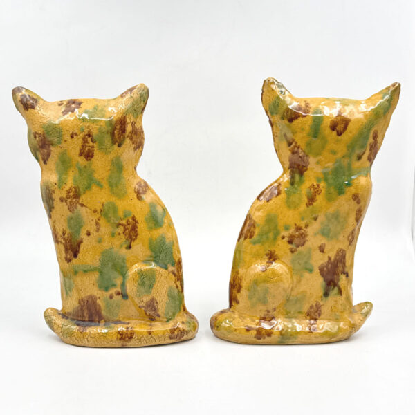 Hylton Nel Pair Green and Brown Ginger Tabby Cats 1993-