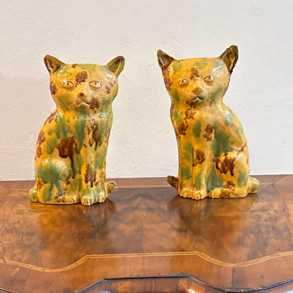 Hylton Nel Pair Green and Brown Ginger Tabby Cats 1993-