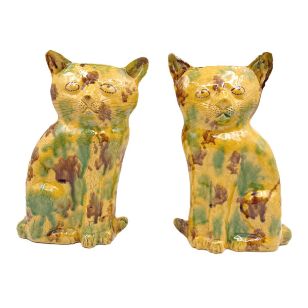 Hylton Nel Pair Green and Brown Ginger Tabby Cats 1993-