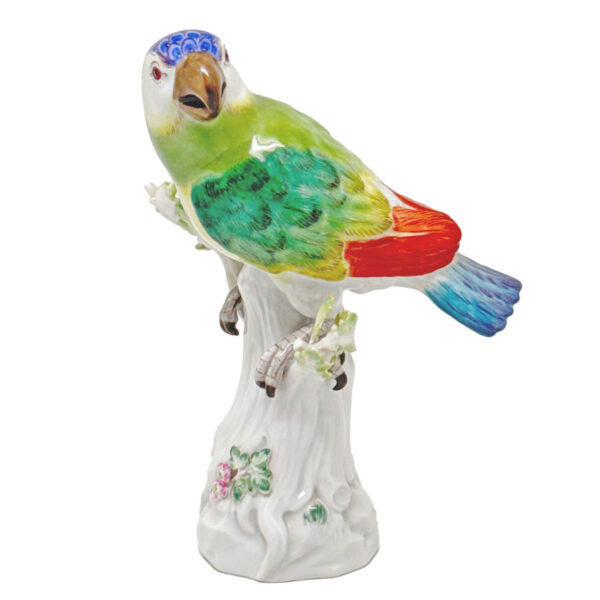 Meissen Model Of A Parrot On Trunk 20th