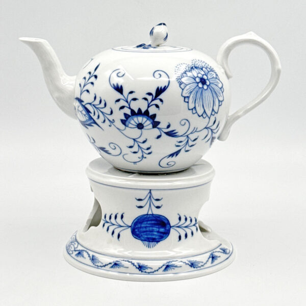 Meissen Onion Pattern Tea Pot On Trivet Warmer