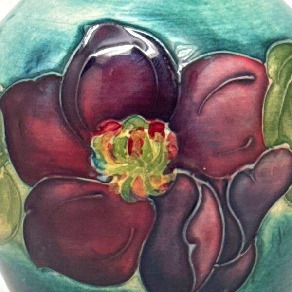 Moorcroft Clematis Blue Green Ground Vase C1950