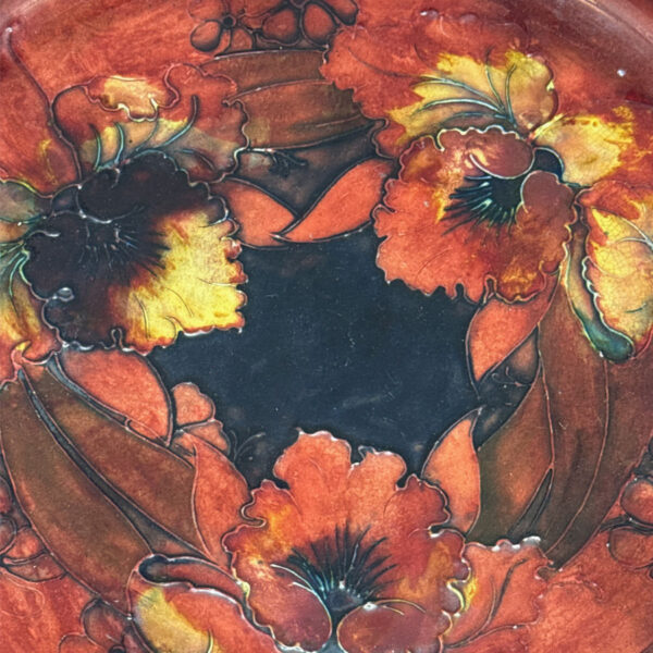 Moorcroft-Flambe-Orchid-and-Spring-Flowers-Pattern-Inverted-Rim-Bowl-1950-3 Moorcroft Flambe Orchid and Spring Flowers Pattern Inverted Rim Bowl 1950