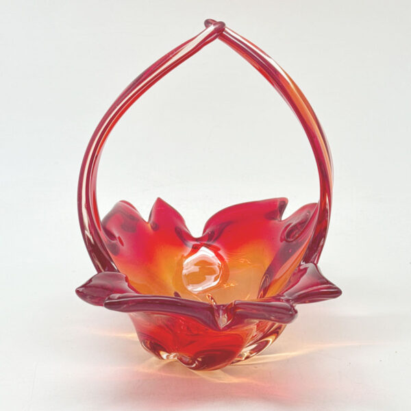 Murano Somerso Red Flame Glass Centre Piece Bowl C1970