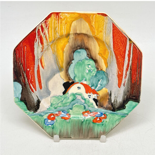 Rare Clarice Cliff Bizarre Forest Glen Hexagonal Plate C1935