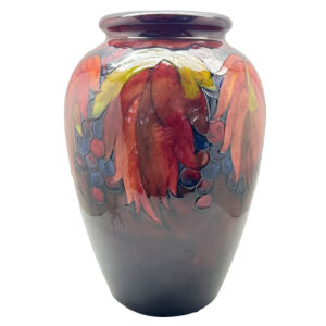 Rare William Moorcroft Leaf And Berry Flambe Glaze Vase C1928