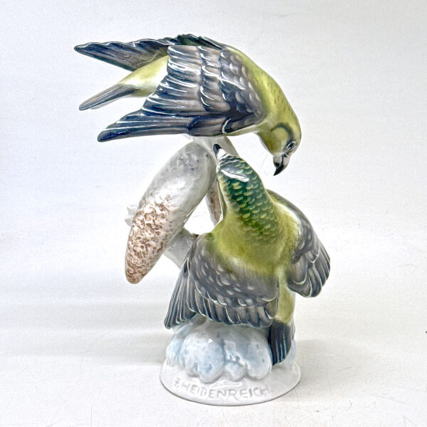 Rosenthal Pair Birds On Pine Cone Branches Fritz Heidenreich Figurine 20th