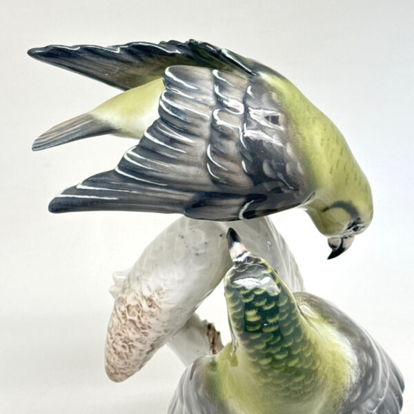 Rosenthal Pair Birds On Pine Cone Branches Fritz Heidenreich Figurine 20th