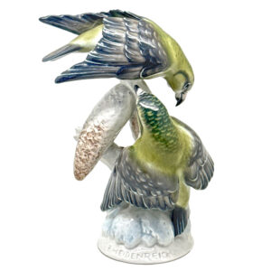 Rosenthal Pair Birds On Pine Cone Branches Fritz Heidenreich Figurine 20th