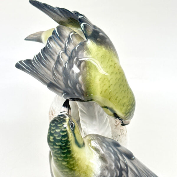 Rosenthal Pair Birds On Pine Cone Branches Fritz Heidenreich Figurine 20th