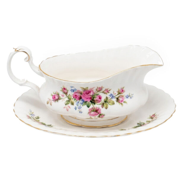Royal-Albert-Moss-Rose-Sauce-Boat-and-Tray Royal Albert Moss Rose Sauce Boat and Tray