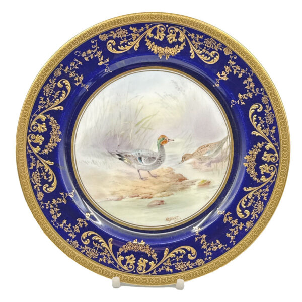 Royal Doulton Cabinet Plate Hand Painted Birds By River  C1890