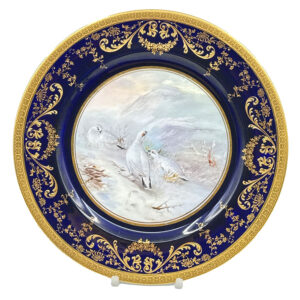 Royal Doulton Cabinet Plate Hand Painted Birds In Snow  C1890
