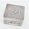 Sterling Silver Embossed Pill Box Maiden and Gentlemen Under Tree C1927