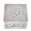 Sterling Silver Embossed Pill Box Maiden and Gentlemen Under Tree C1927