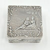 Sterling Silver Embossed Pill Box Maiden and Gentlemen Under Tree C1927