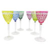 Val St Lambert Set Of 6 Crystal Wine Hock Glasses 17cm