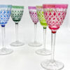 Val St Lambert Set Of 6 Crystal Wine Hock Glasses 17cm