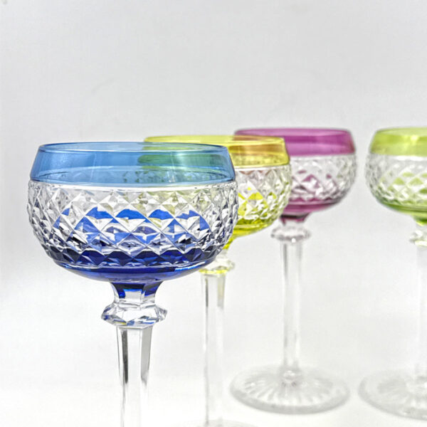 Val St Lambert Set Of 6 Crystal Wine Hock Glasses 19cm
