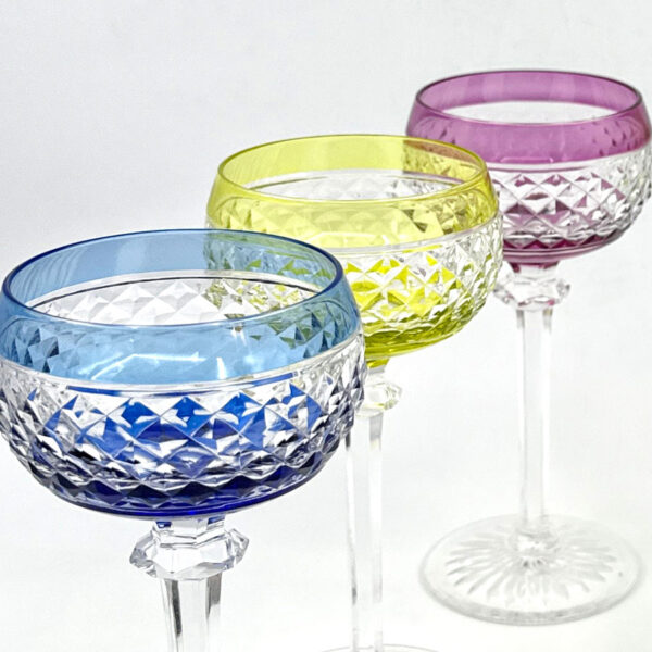 Val St Lambert Set Of 6 Crystal Wine Hock Glasses 19cm