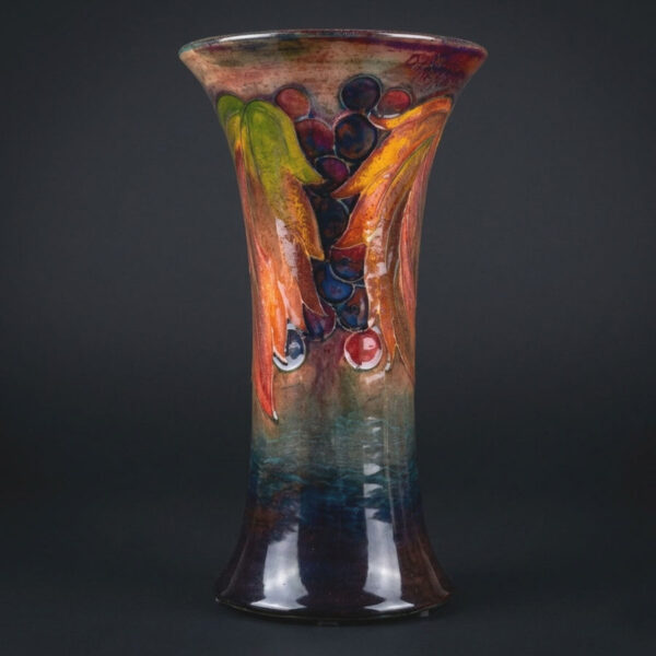William Moorcroft Leaf And Berry Flambe Glaze Trumpet Vase C1928