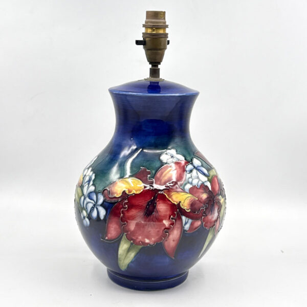 William Moorcroft Orchid And Spring Flowers Tall Lamp Base  C1928