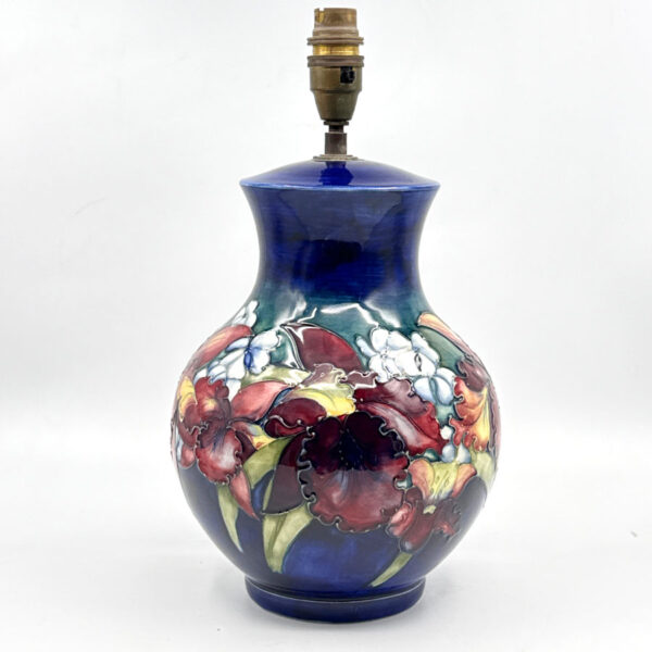 William Moorcroft Orchid And Spring Flowers Tall Lamp Base  C1928