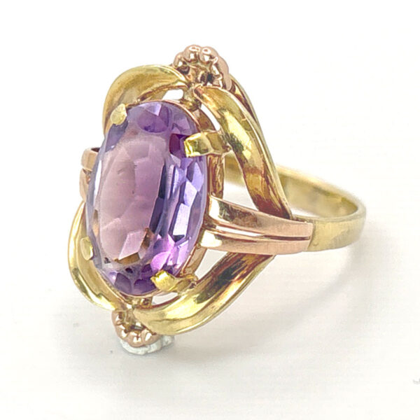 14ct Gold Austrian Amethyst Pierced Ring